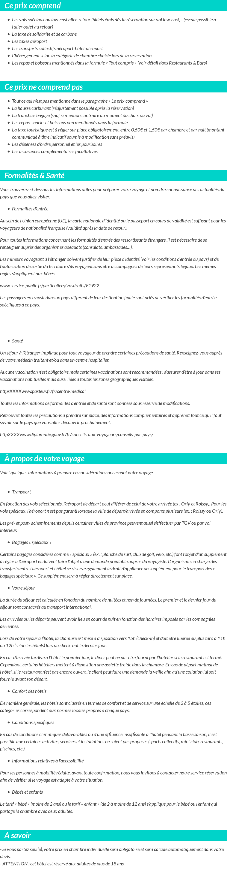 Conditions tarifaires