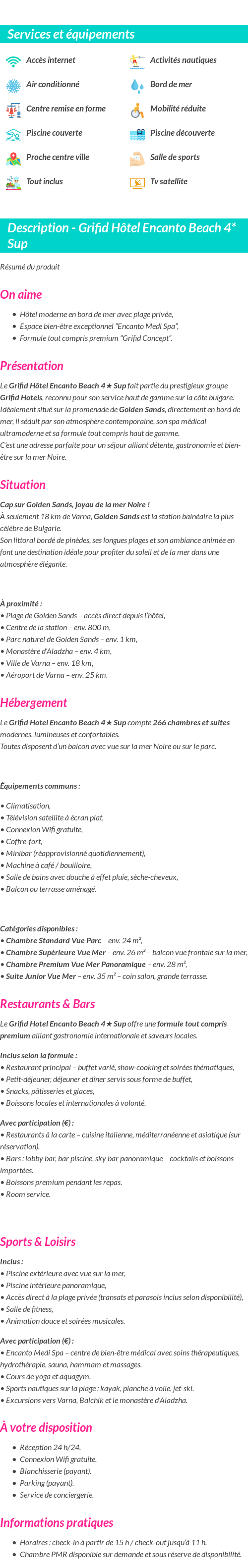 Détails du séjour