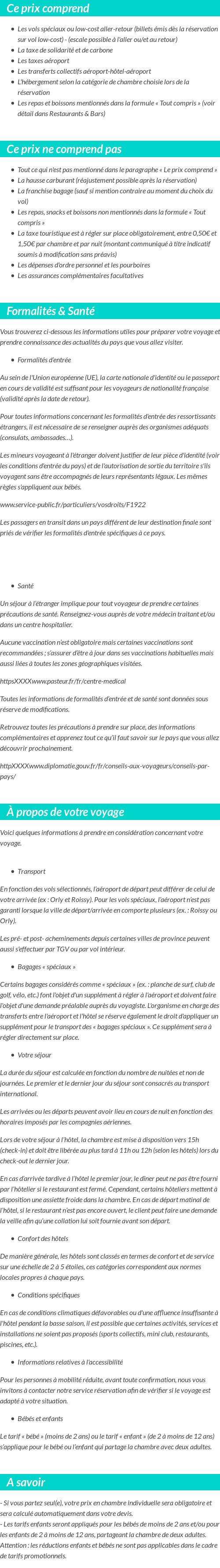 Conditions tarifaires