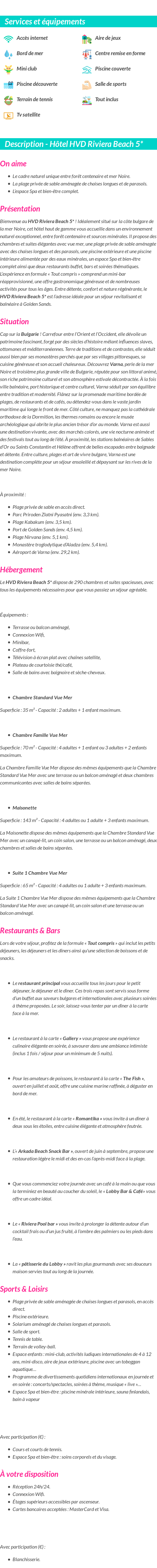 Détails du séjour
