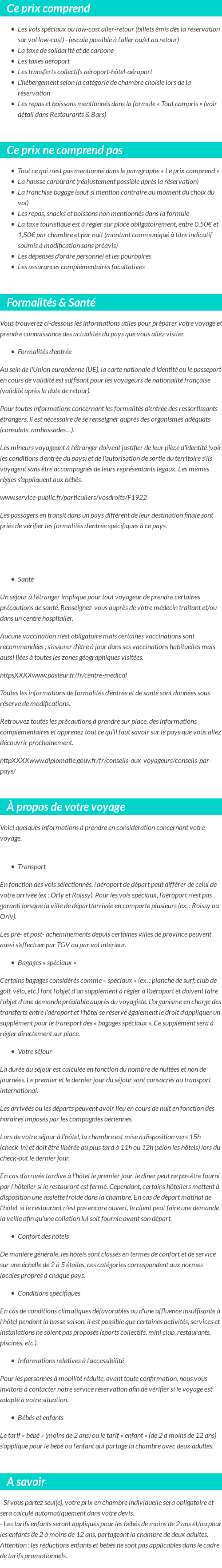 Conditions tarifaires