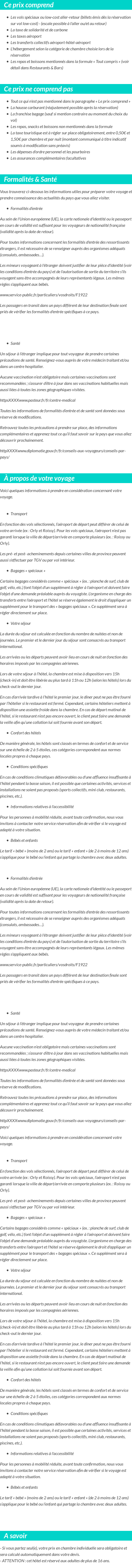 Conditions tarifaires