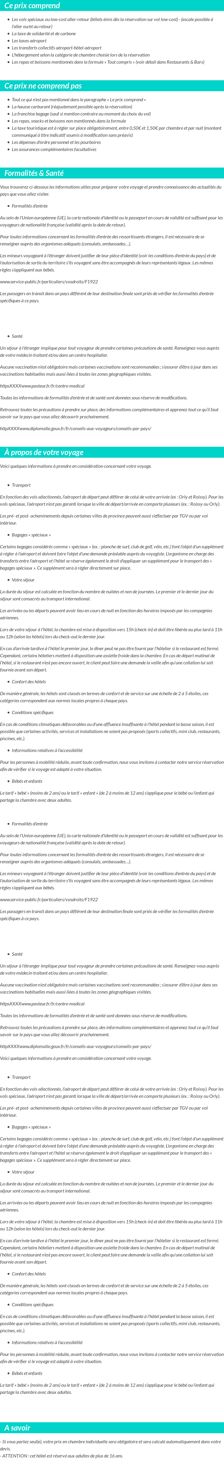 Conditions tarifaires