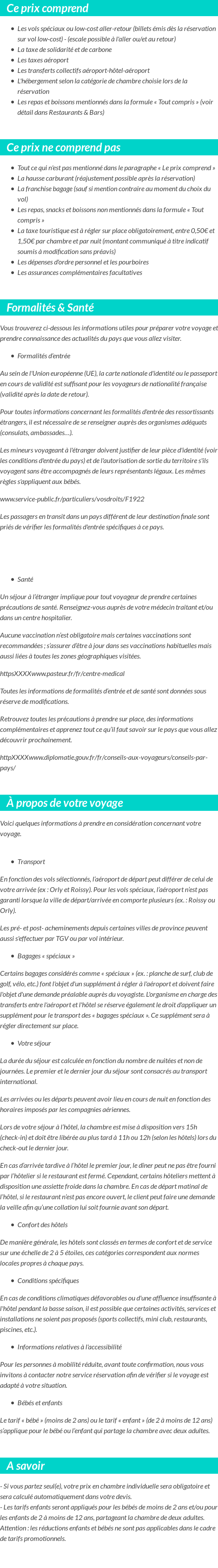 Conditions tarifaires