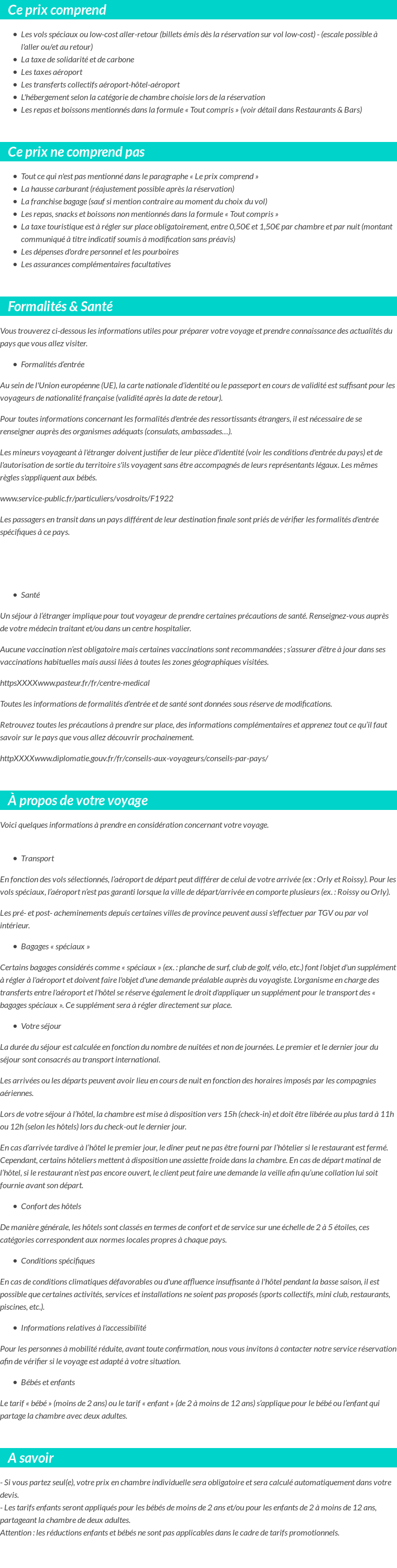 Conditions tarifaires