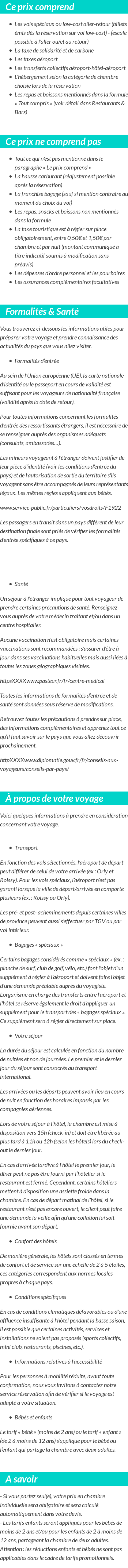 Conditions tarifaires