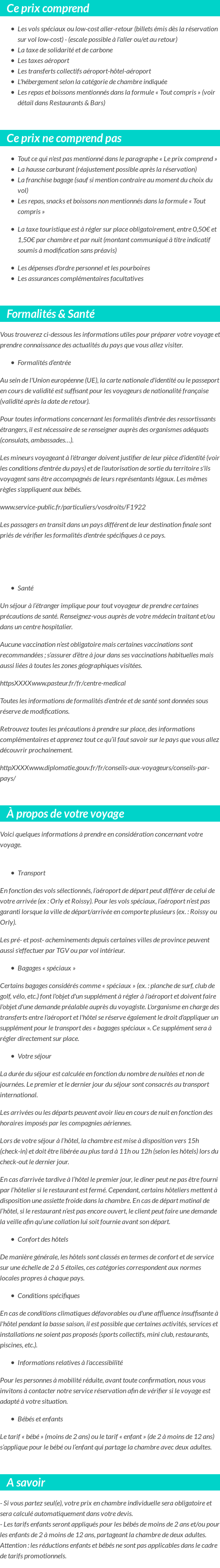 Conditions tarifaires