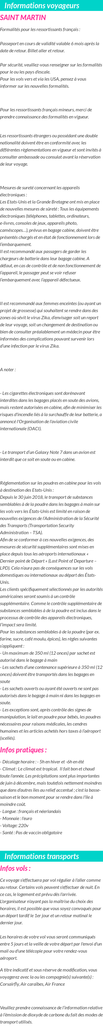Formalités et infos voyageurs