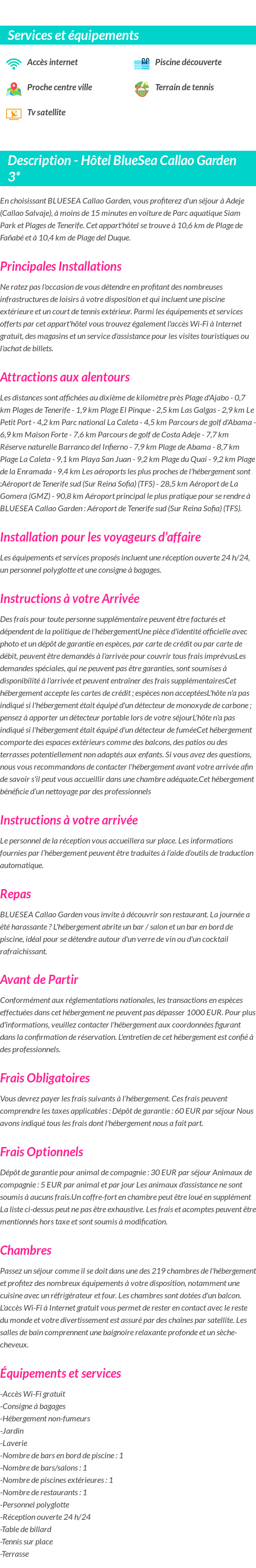 Détails du séjour