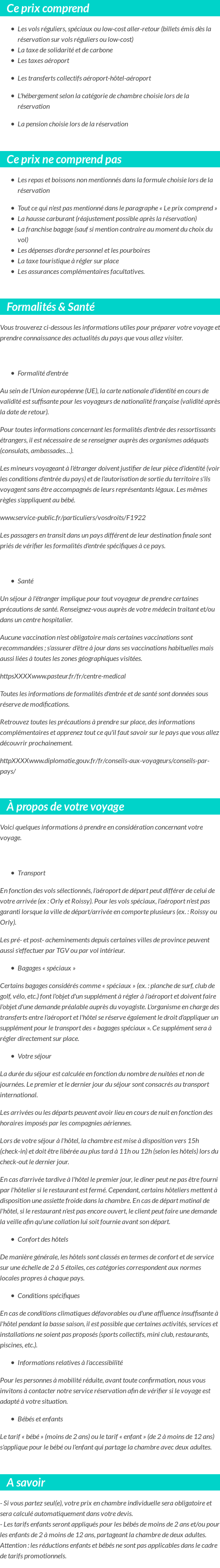 Conditions tarifaires