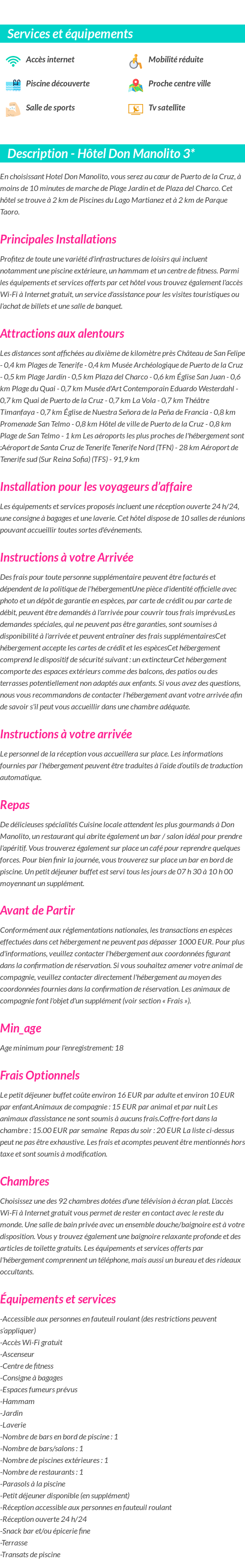 Détails du séjour