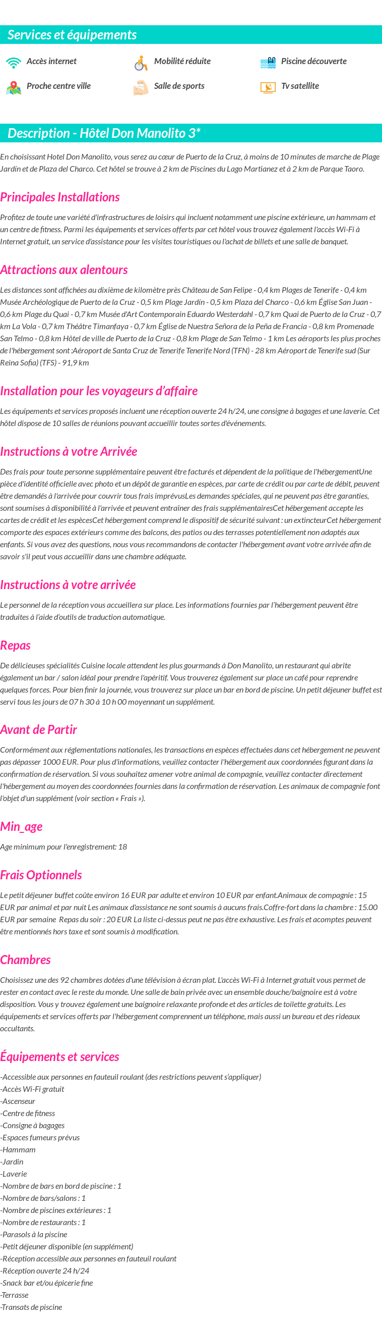 Détails du séjour