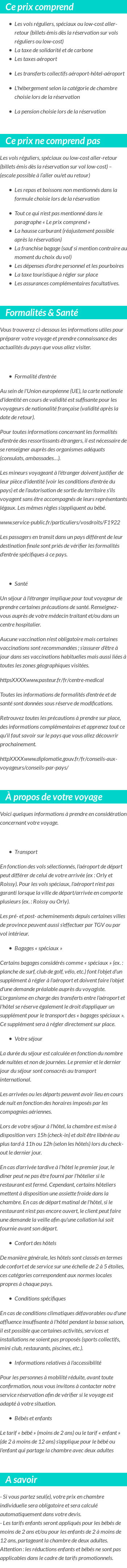 Conditions tarifaires