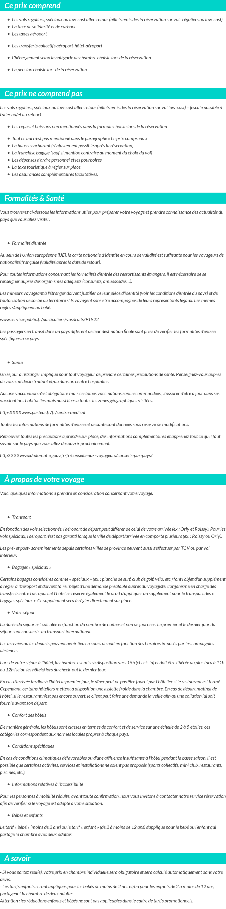 Conditions tarifaires