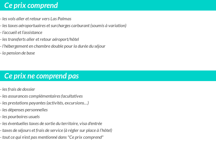 Conditions tarifaires