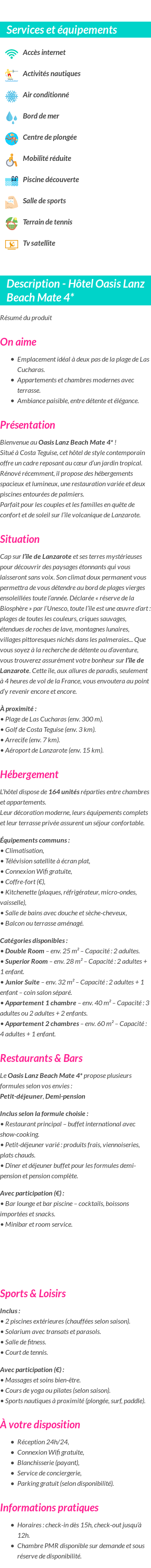 Détails du séjour
