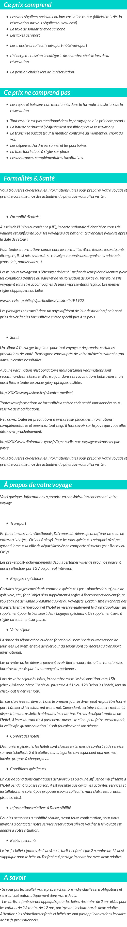 Conditions tarifaires