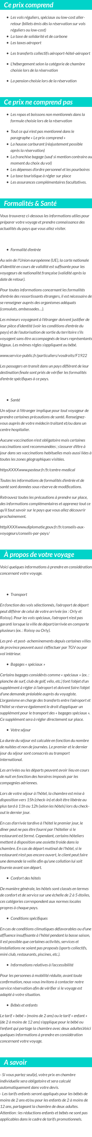 Conditions tarifaires