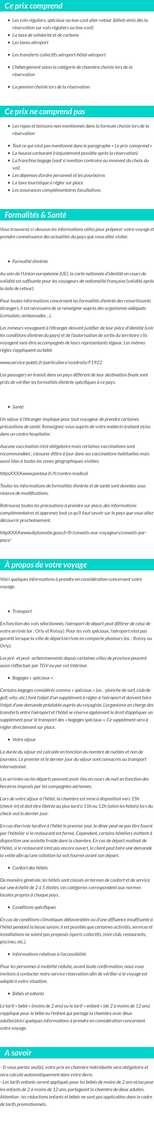 Conditions tarifaires