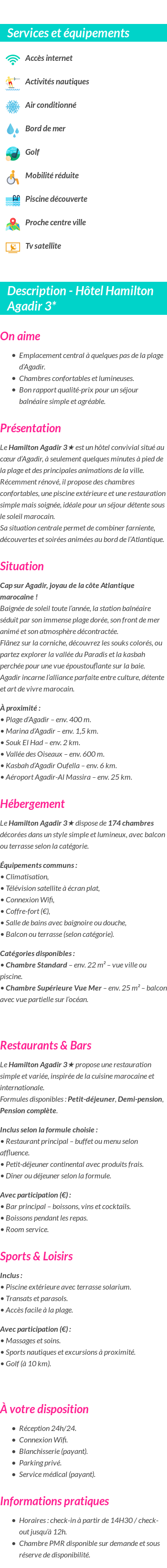 Détails du séjour