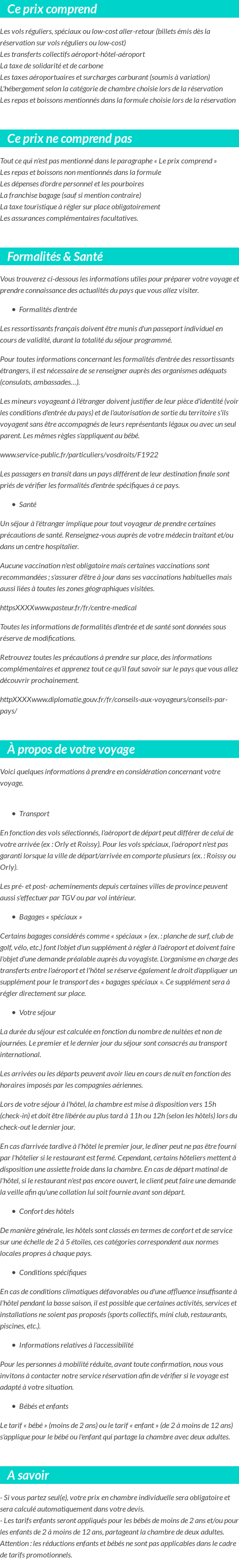Conditions tarifaires