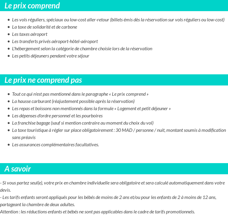 Conditions tarifaires