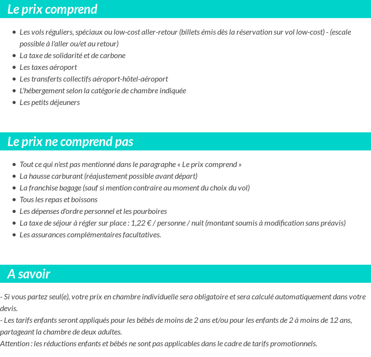 Conditions tarifaires