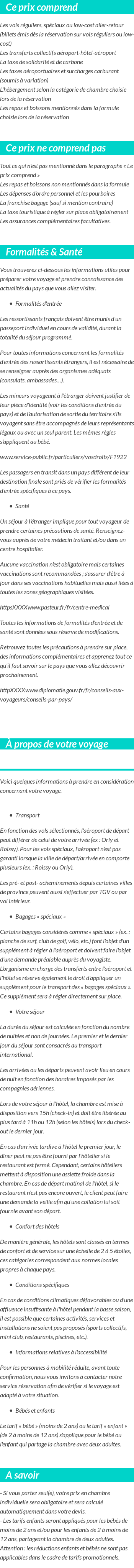 Conditions tarifaires