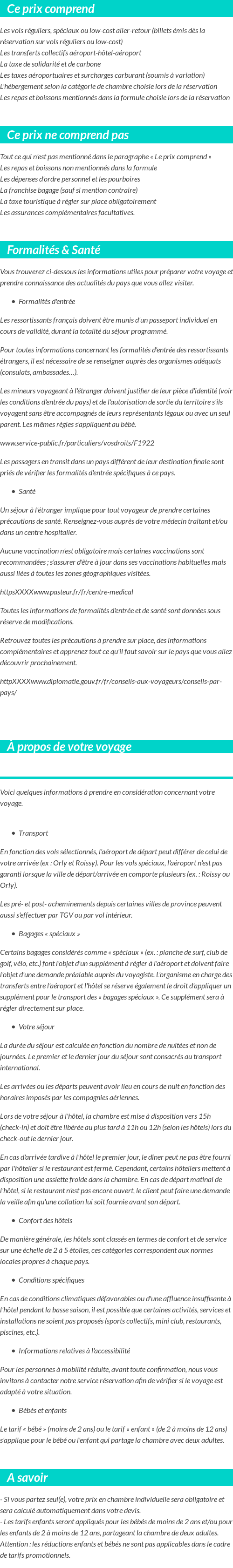 Conditions tarifaires