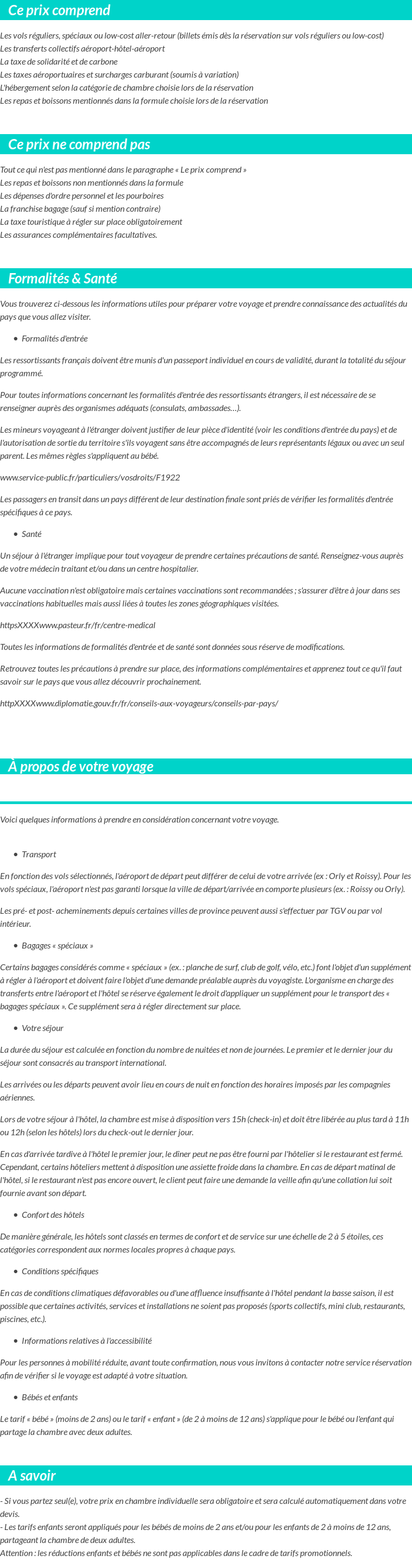 Conditions tarifaires
