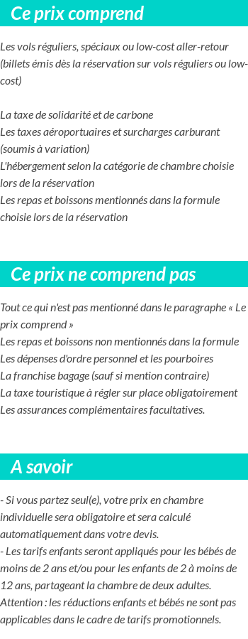 Conditions tarifaires