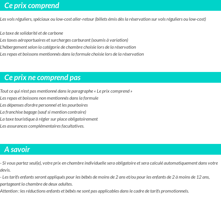 Conditions tarifaires