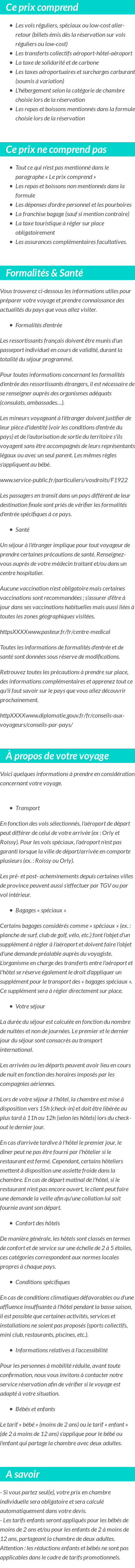 Conditions tarifaires