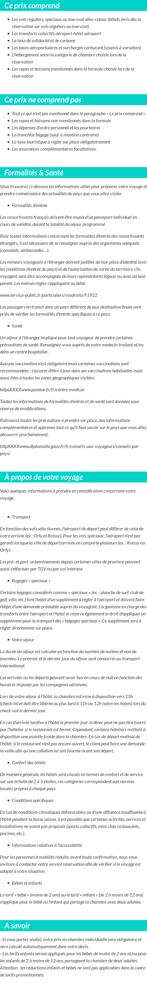 Conditions tarifaires