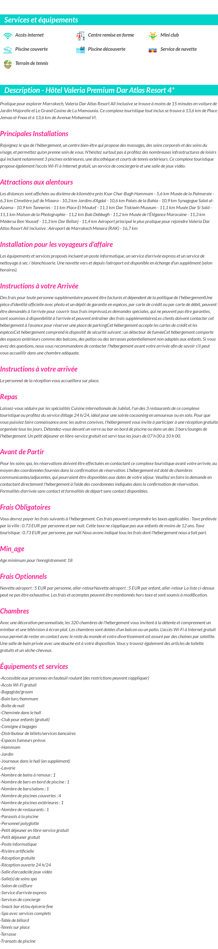 Détails du séjour
