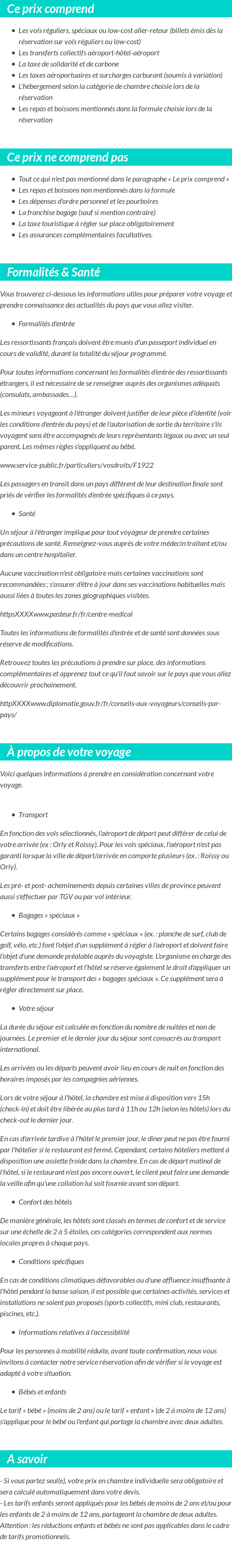 Conditions tarifaires