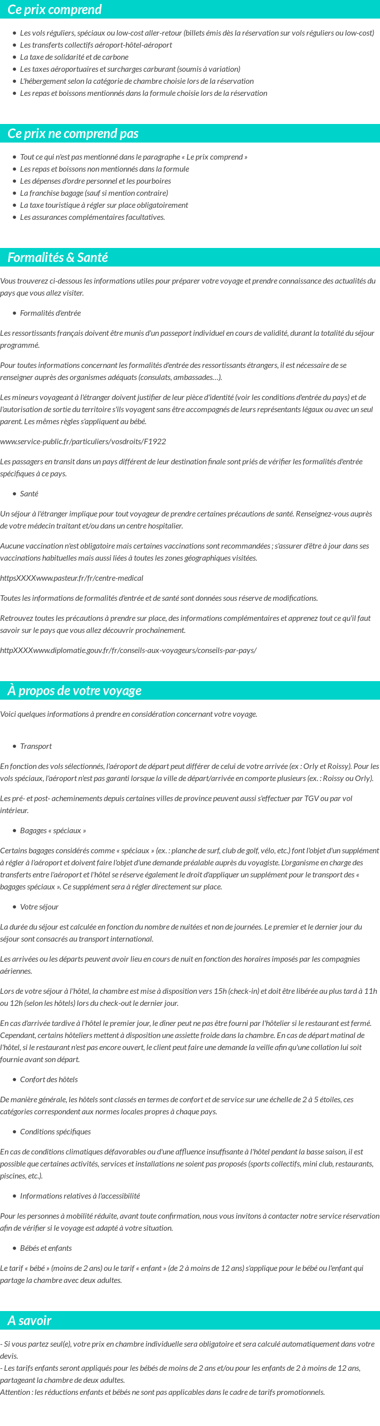 Conditions tarifaires