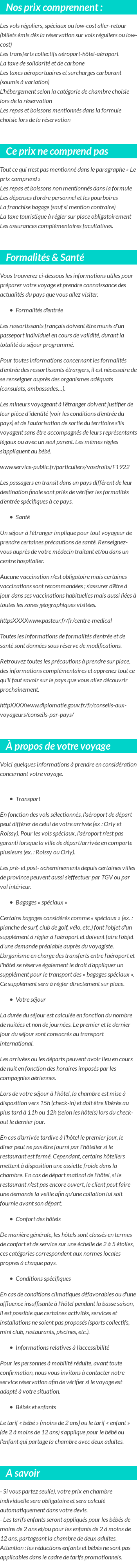 Conditions tarifaires