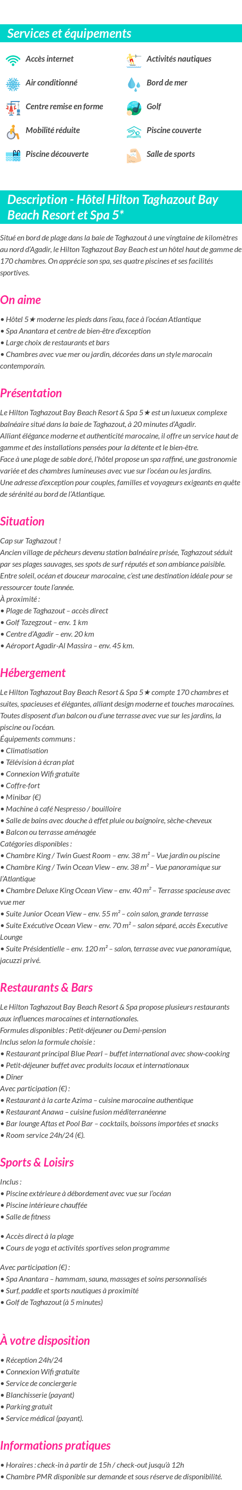 Détails du séjour