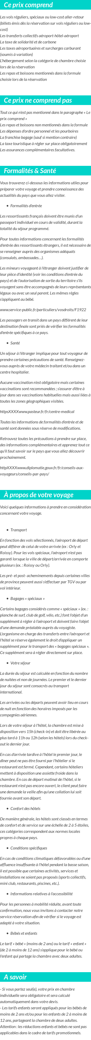 Conditions tarifaires