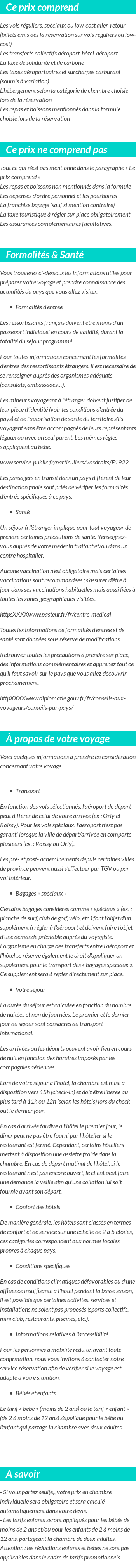 Conditions tarifaires