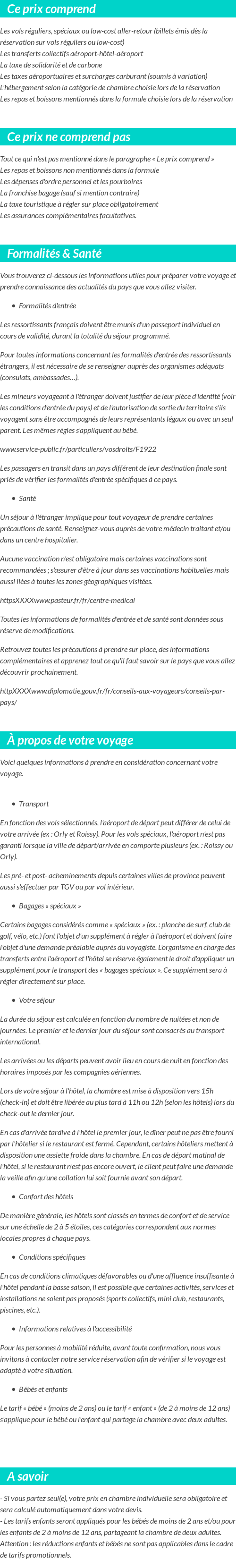 Conditions tarifaires