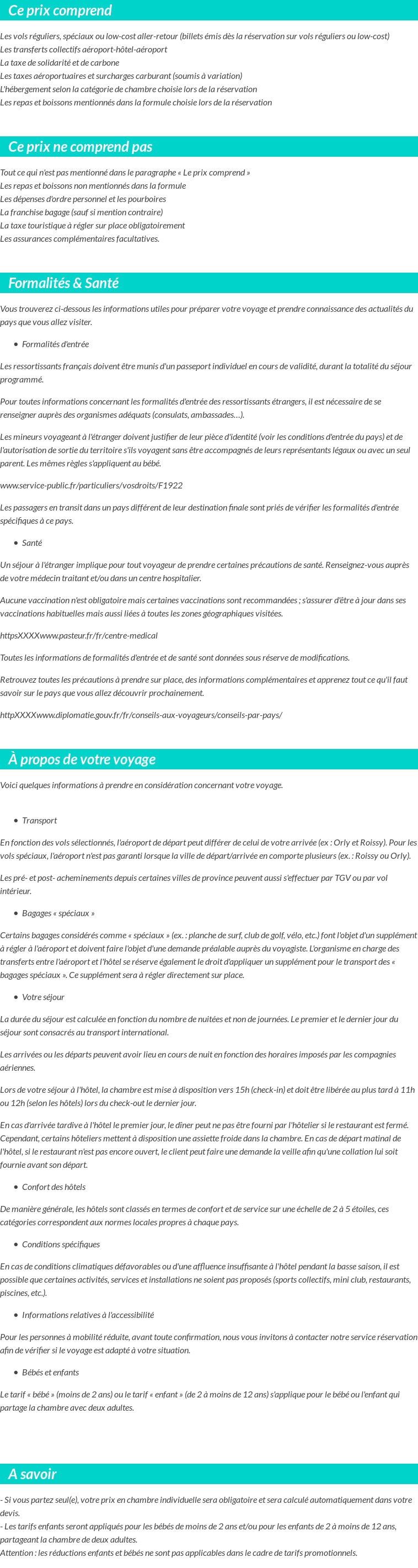 Conditions tarifaires