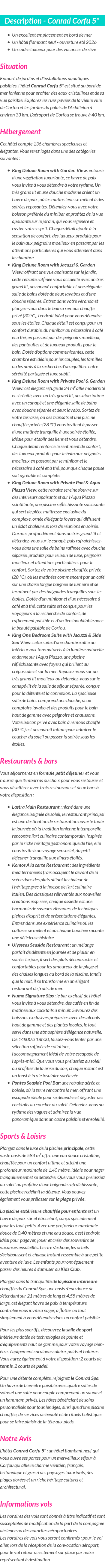Détails du séjour