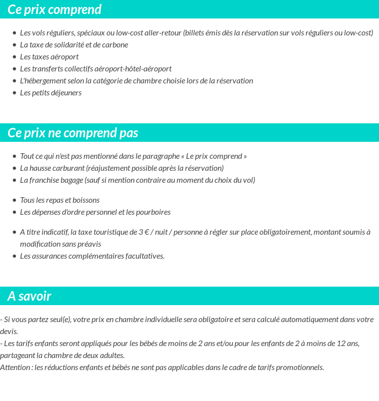 Conditions tarifaires