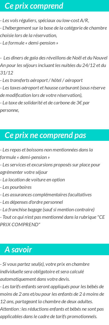 Conditions tarifaires