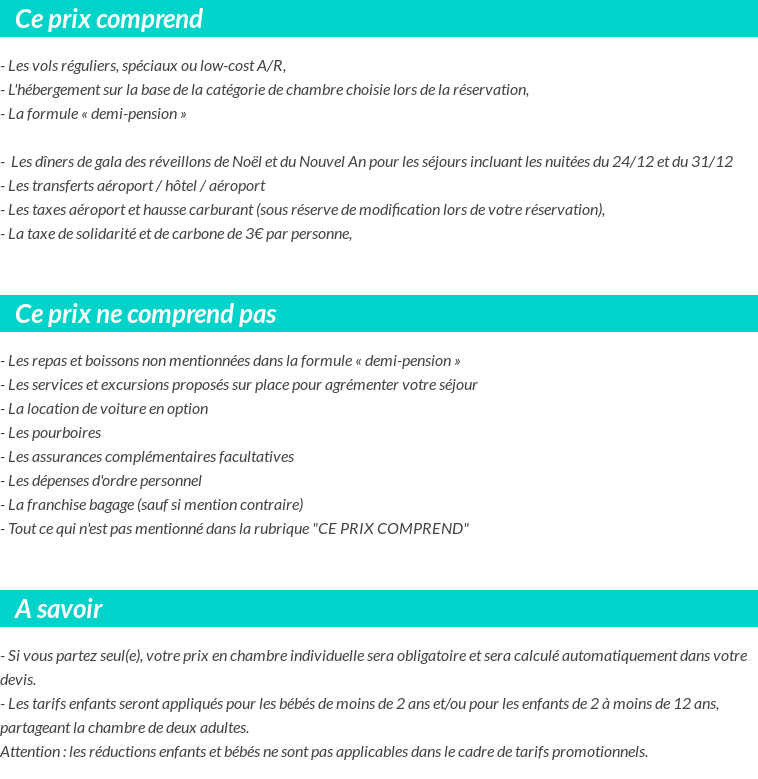 Conditions tarifaires