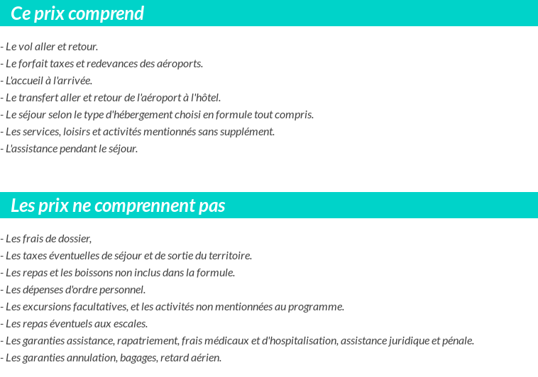 Conditions tarifaires