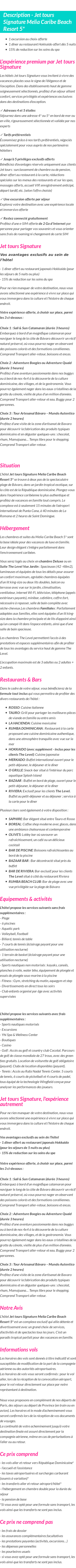 Détails du séjour