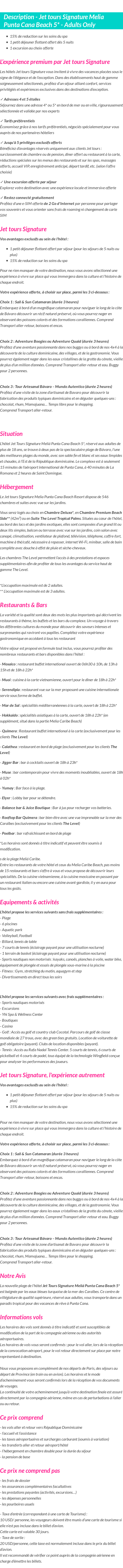 Détails du séjour